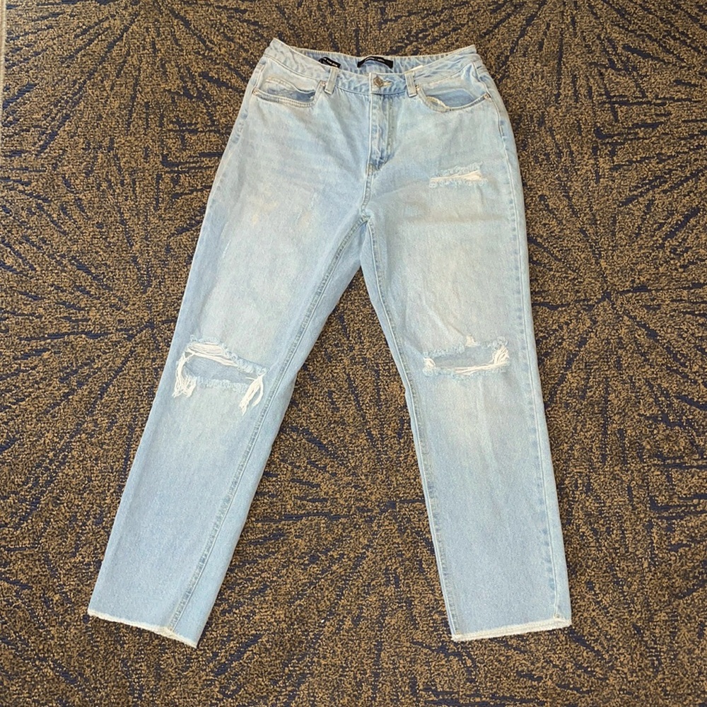 High Rise Distressed Mom Jeans